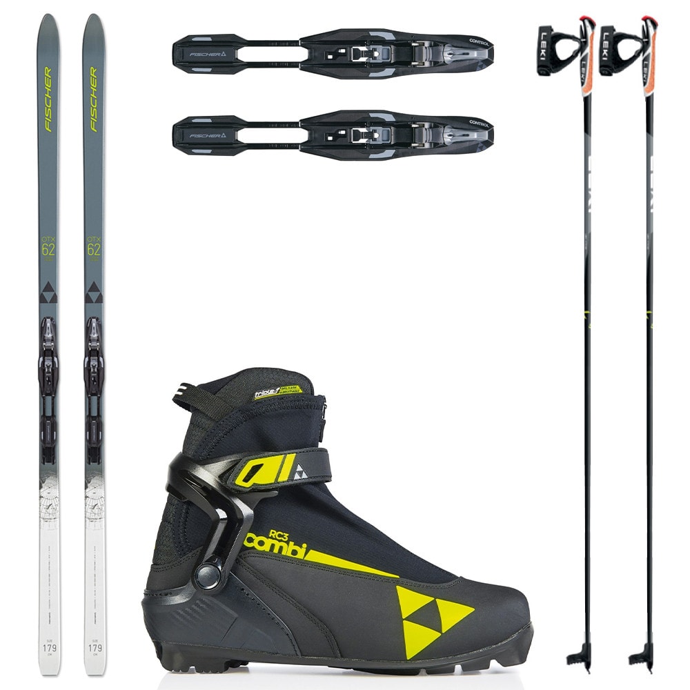 Bežkový set FISCHER Spider 62 Crown Xtralite IFP Grey s viazaním NNN + Topánky FISCHER RC3 Combi + Palice - Pánske sety - 1