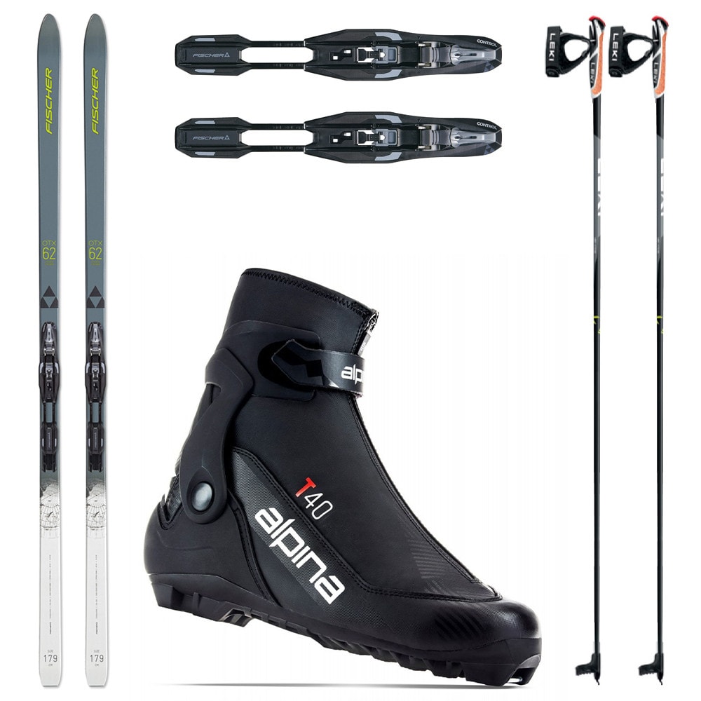 Bežkový set FISCHER Spider 62 Crown Xtralite IFP Grey s viazaním NNN + Topánky ALPINA T40 Plus + Palice - Pánske sety - 1