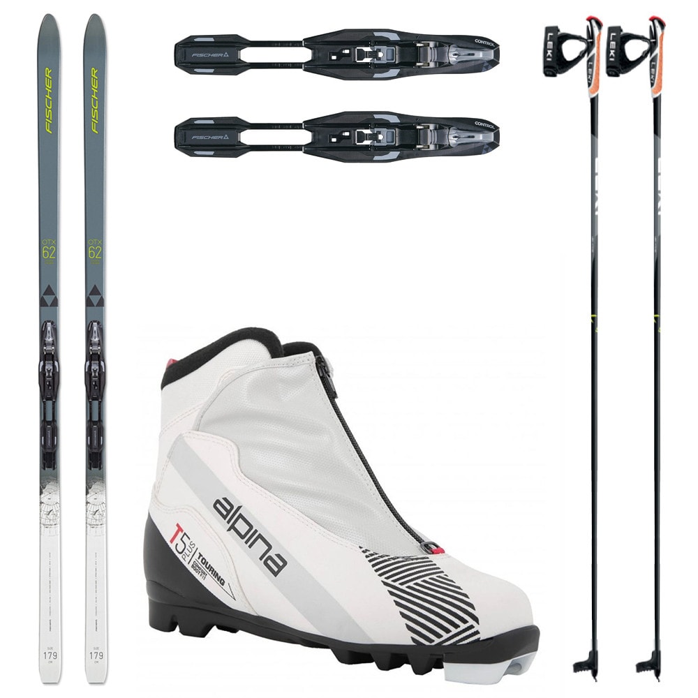 Bežkový set FISCHER Spider 62 Crown Xtralite IFP Grey s viazaním NNN + Topánky ALPINA T5 Plus Eve + Palice - Dámske sety - 1