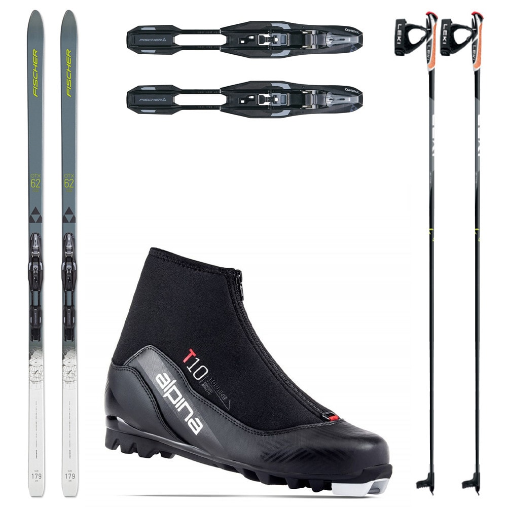 Bežkový set FISCHER Spider 62 Crown Xtralite IFP Grey s viazaním NNN + Topánky ALPINA T10 + Palice - Pánske sety - 1