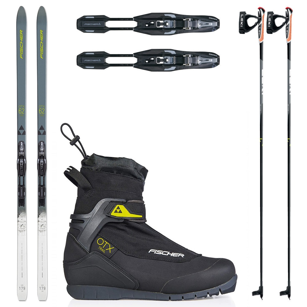 Bežkový set FISCHER Spider 62 Crown Xtralite IFP Grey s viazaním NNN + Topánky FISCHER OTX Trail + Palice - Pánske sety - 1