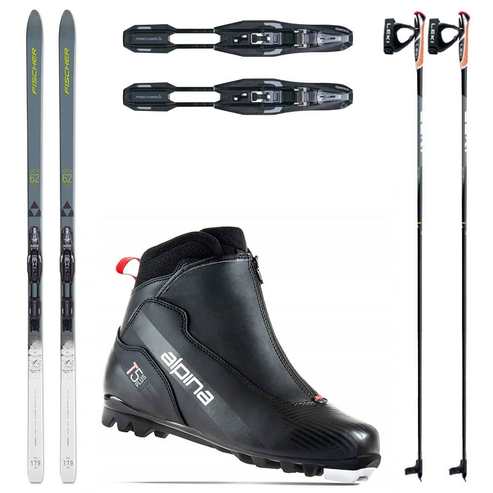 Bežkový set FISCHER Spider 62 Crown Xtralite IFP Grey s viazaním NNN + Topánky ALPINA T5 Plus + Palice - Pánske sety - 1