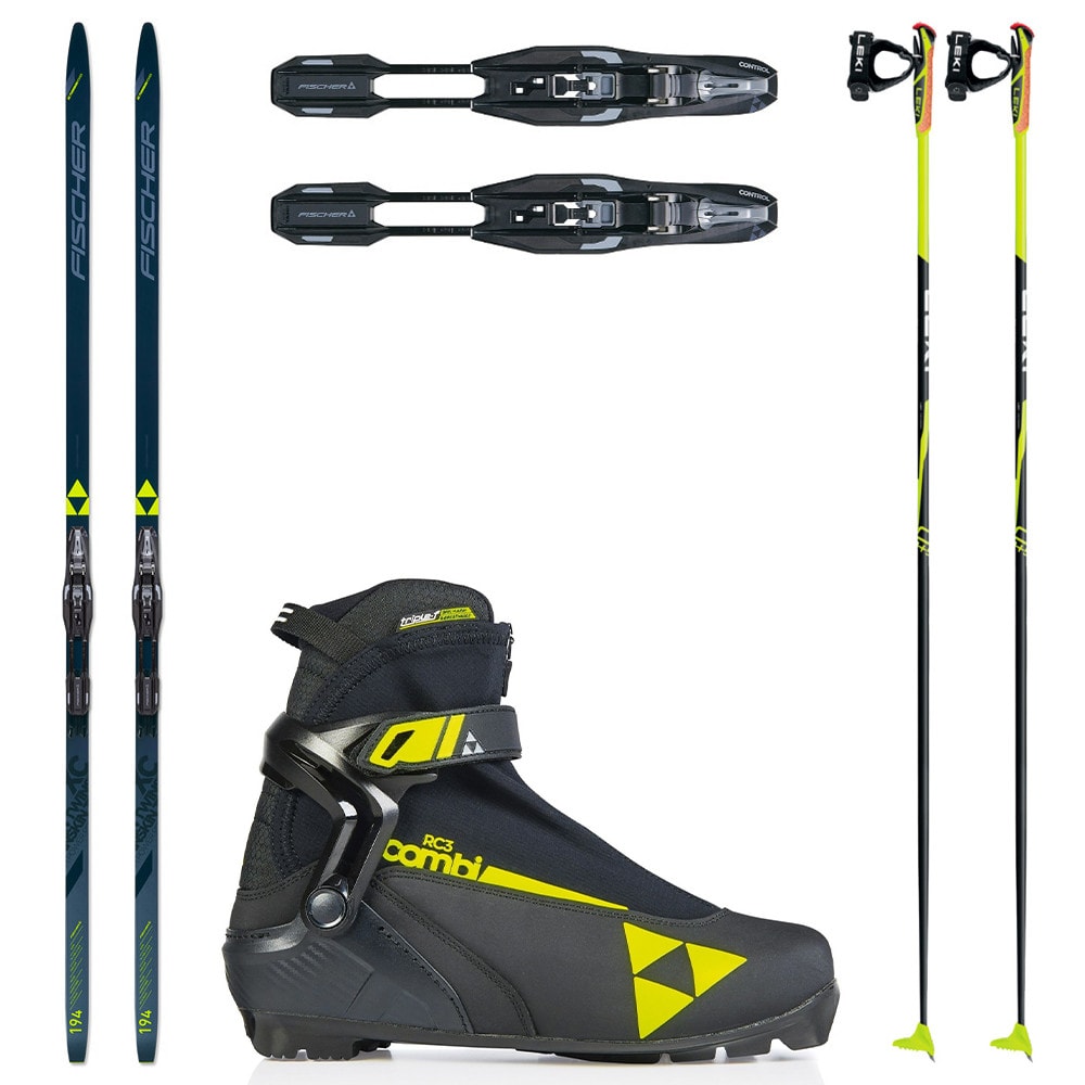 Bežkový set FISCHER Twin Skin Power EF Stiff so stúpacím pásom a viazaním NNN + Topánky FISCHER RC3 Combi + Palice - Pánske sety - 1