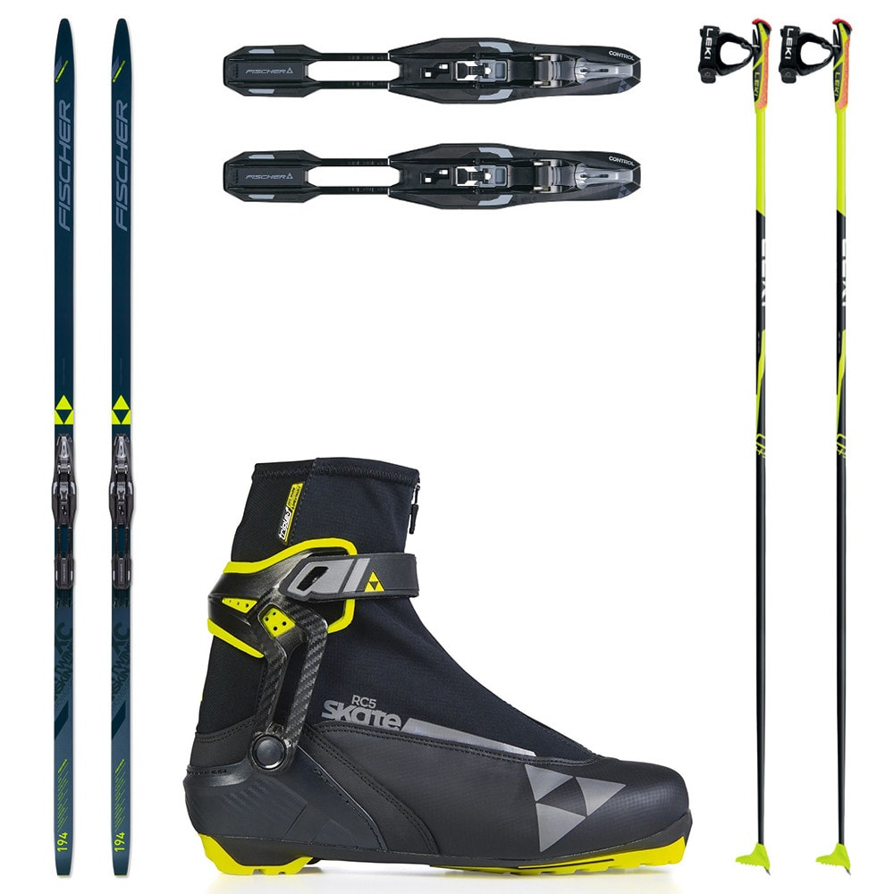 Bežkový set FISCHER Twin Skin Power EF Stiff so stúpacím pásom a viazaním NNN + Topánky FISCHER RC5 Skate + Palice - Pánske sety - 1
