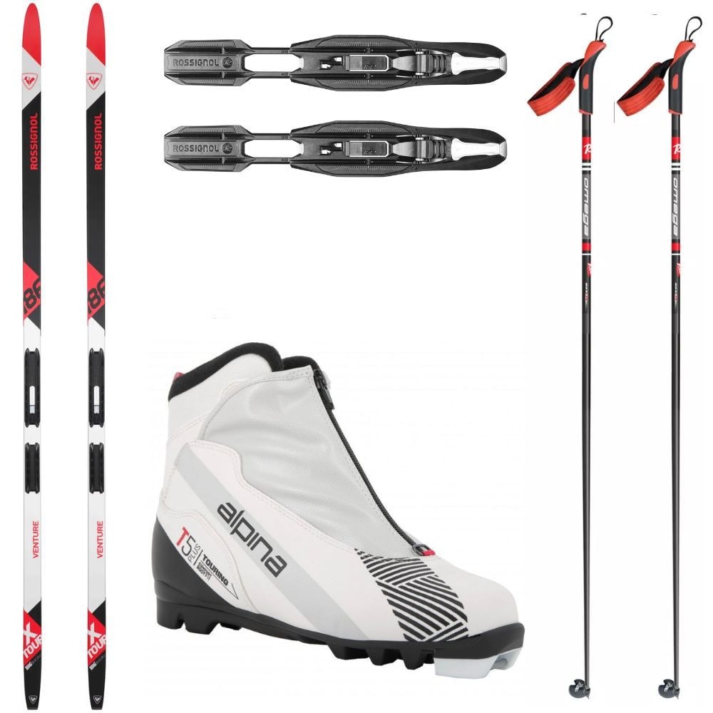Bežkový set ROSSIGNOL X-Tour Venture Waxless s viazaním + topánky Alpina T5 W + palice - Dámske sety - 1