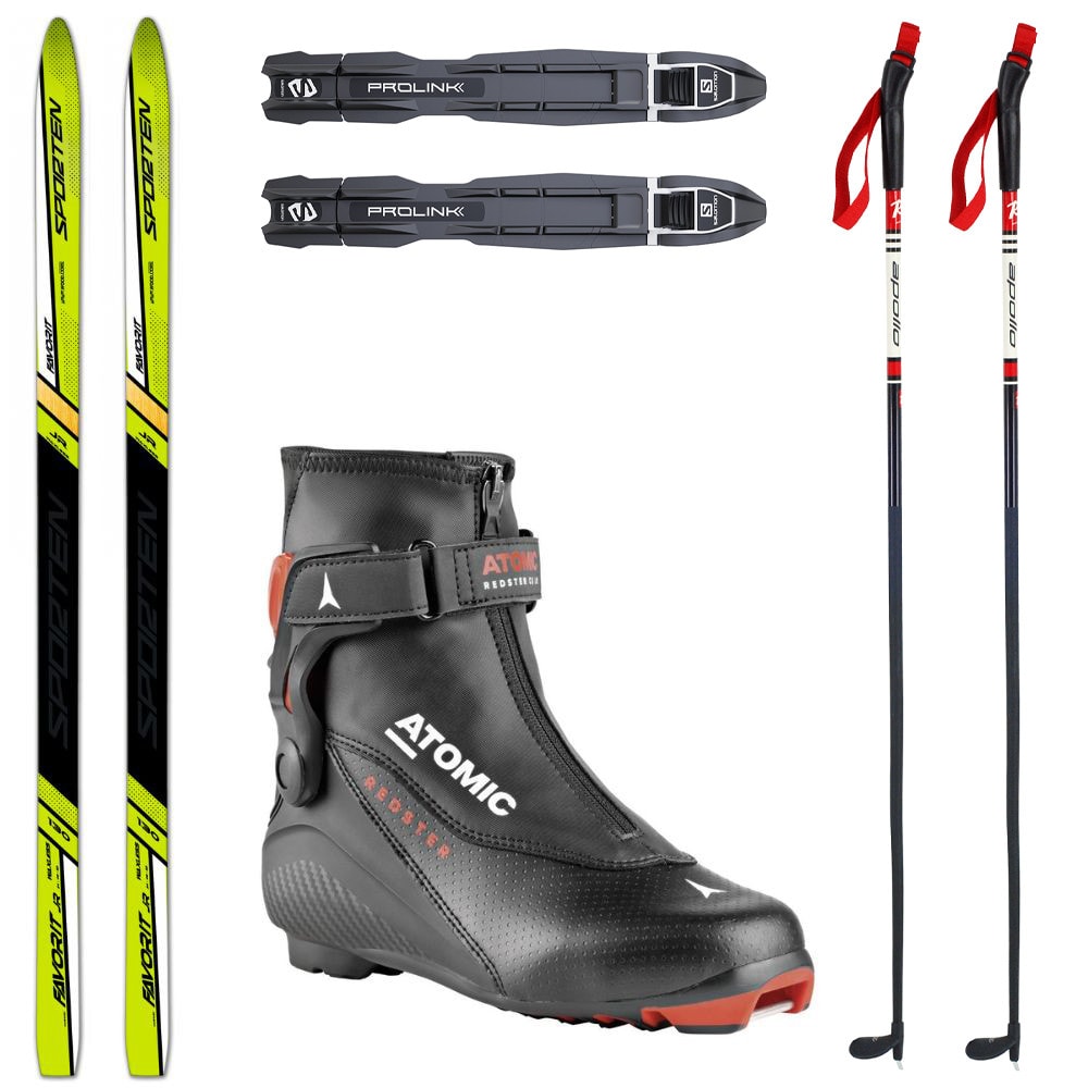 Bežecké lyže SPORTEN Favorit Jr Mg s viazaním + topánky Atomic + palice - Detské sety - 1