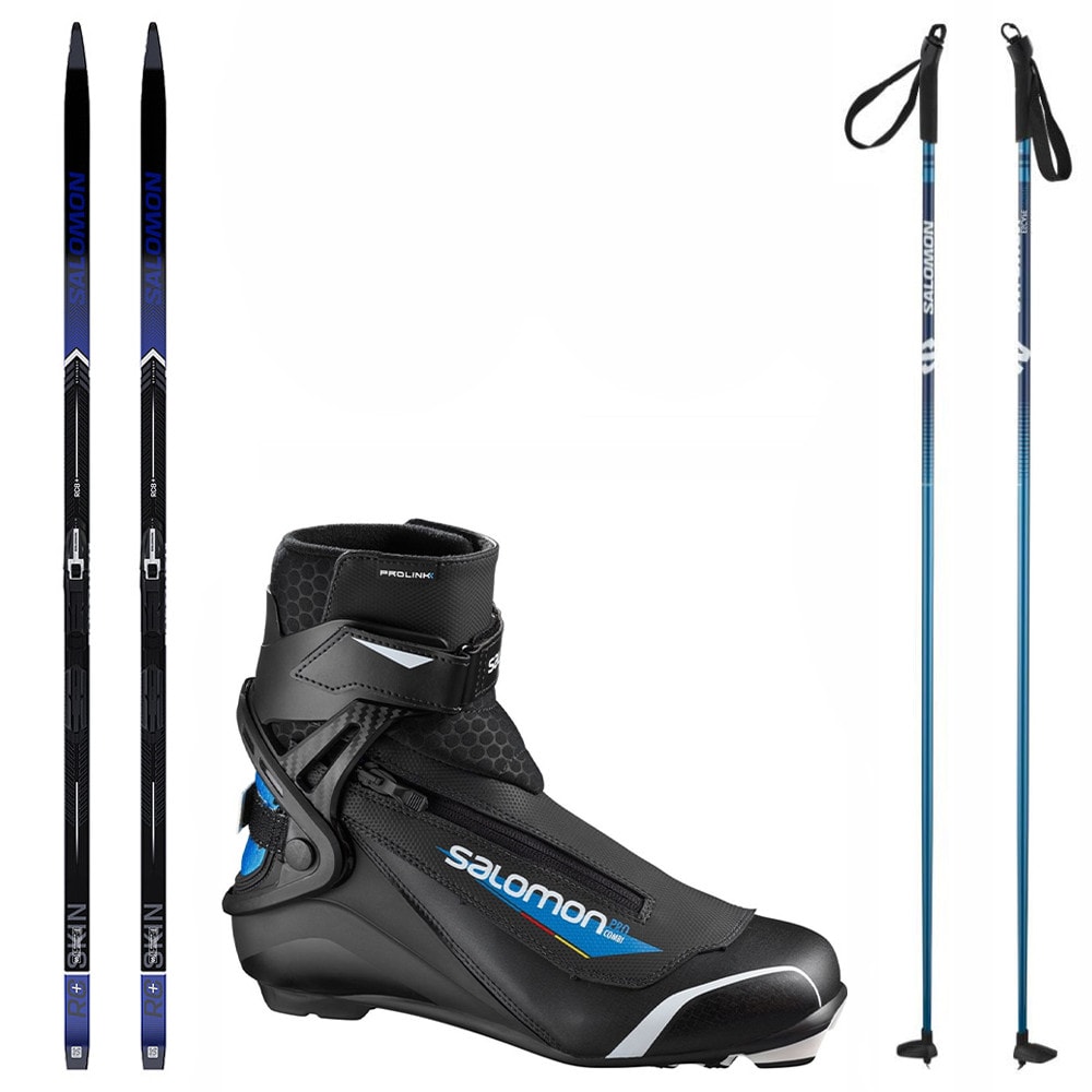 Bežecký set SALOMON RC8+ eSKIN s viazaním - NNN + Obuv SALOMON Pro Combi Prolink + Palice - Pánske sety - 1