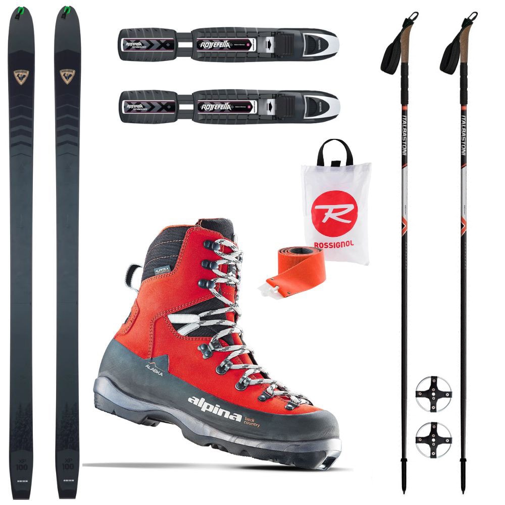 Backcountry set ROSSIGNOL XP 100 Positrack so stúpacími pásmi + viazanie + topánky Alpina Alaska + palice - Backcountry sety - 1