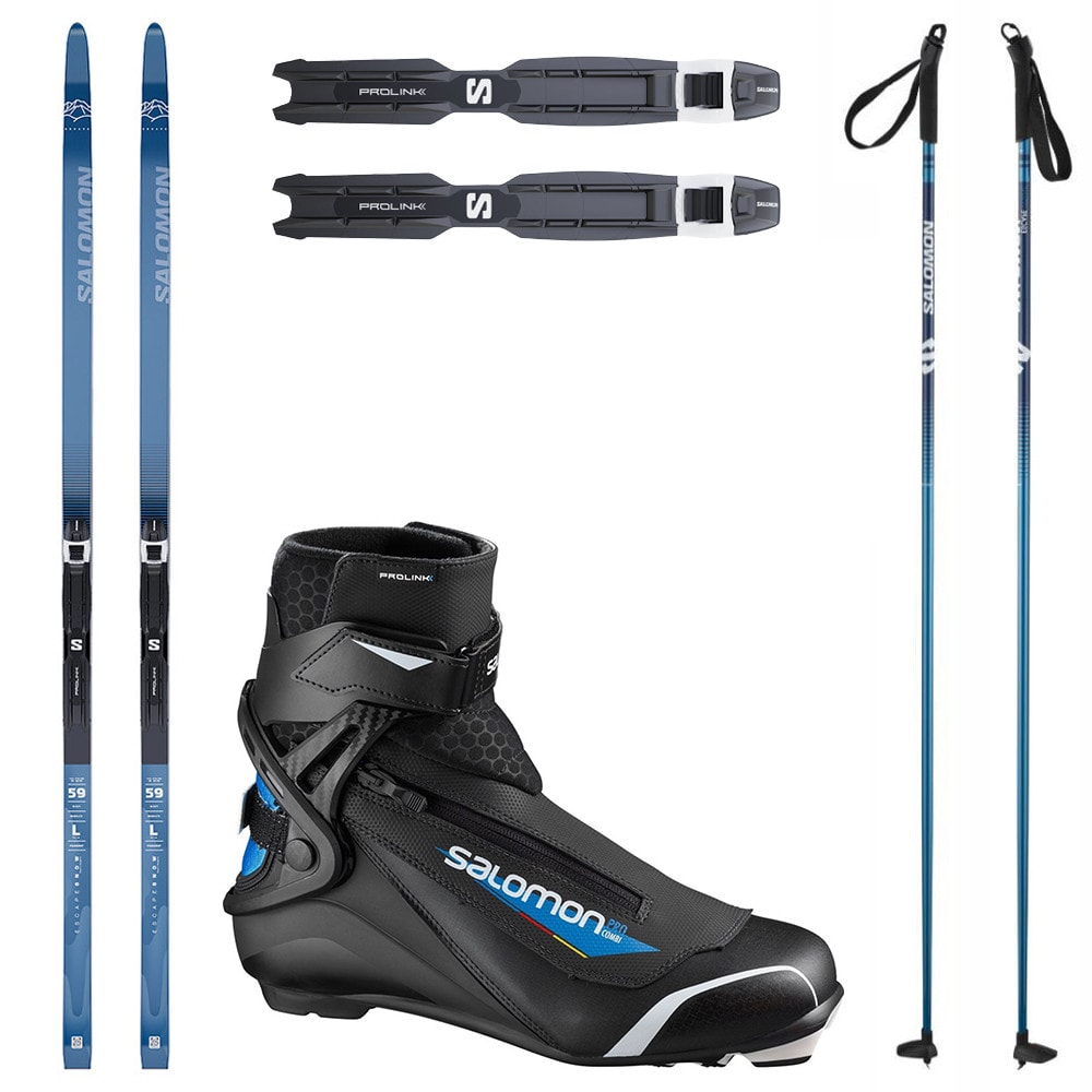 Bežecký set SALOMON Escape Snow 59 Posi PM Prolink Auto s viazaním - NNN + Obuv SALOMON Pro Combi Prolink + Palice - Pánske sety - 1