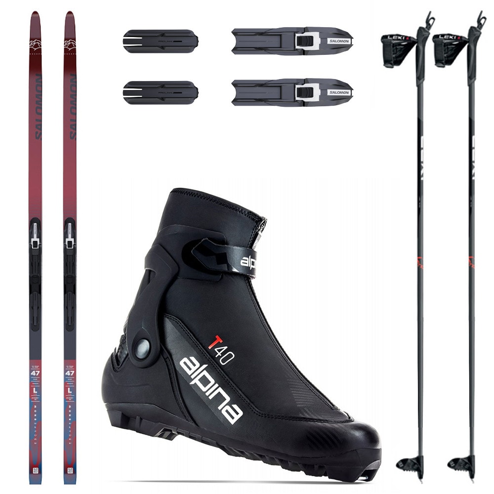 Bežecký set SALOMON Escape Snow 47 eSkin so stúpacím pásom a viazaním - NNN + Obuv ALPINA T40 Plus + Palice - Pánske sety - 1