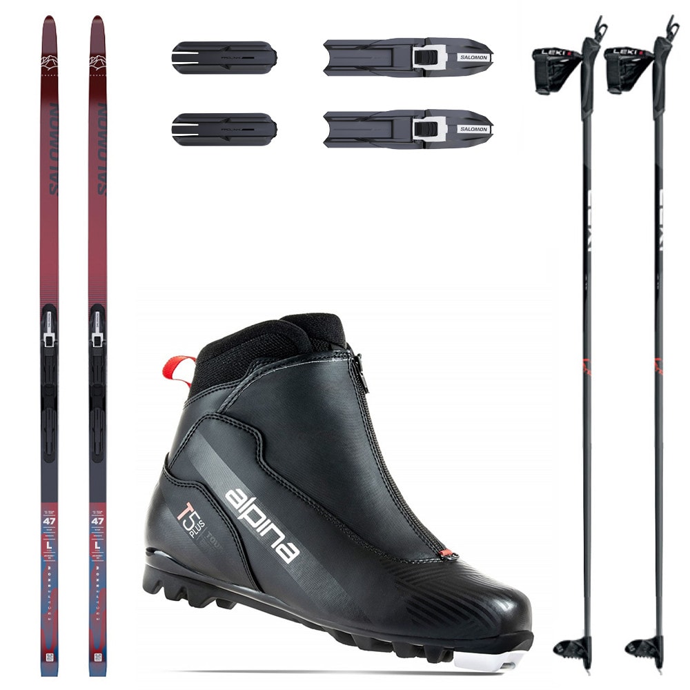 Bežecký set SALOMON Escape Snow 47 eSkin so stúpacím pásom a viazaním - NNN + Obuv ALPINA T5 Plus + Palice - Pánske sety - 1