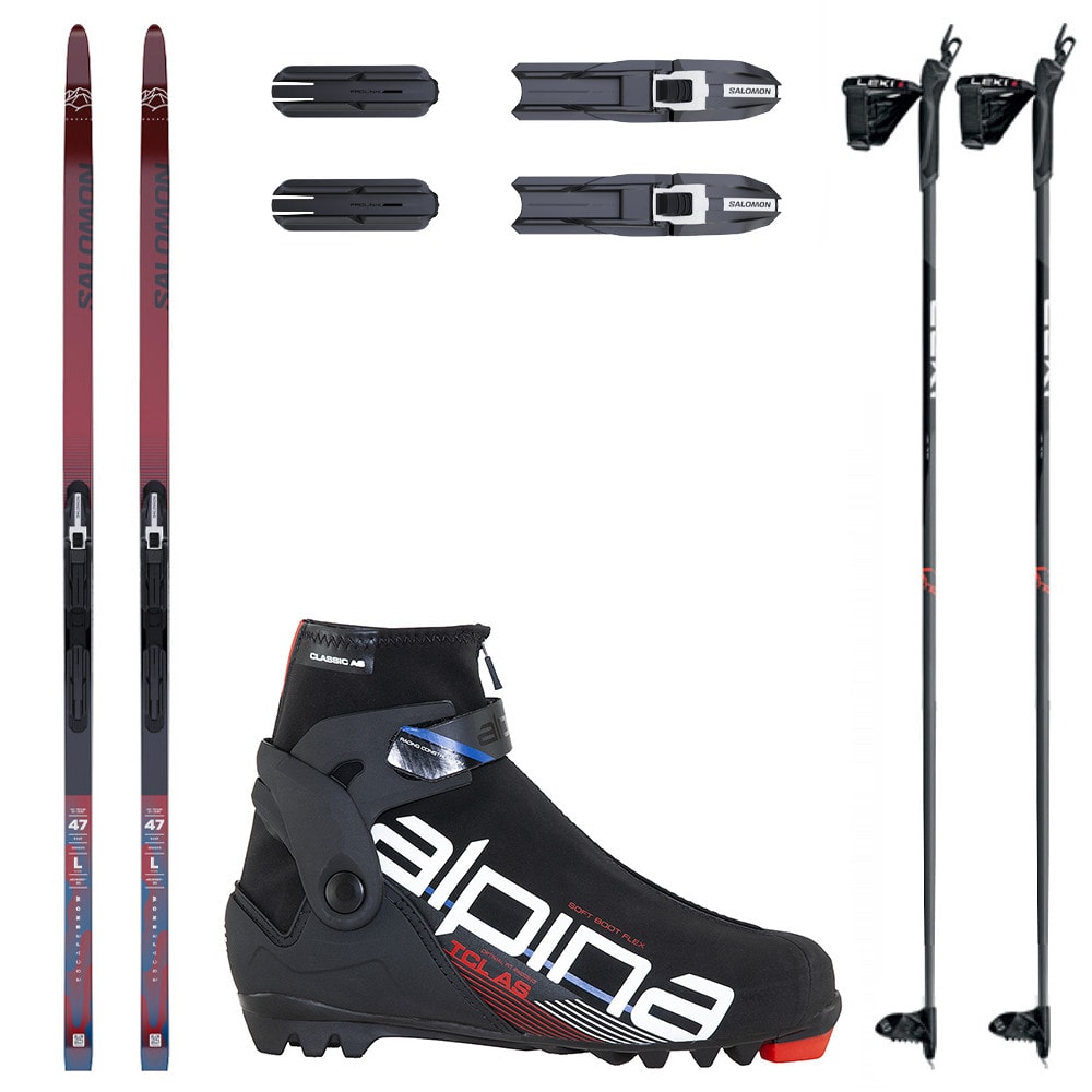 Bežecký set SALOMON Escape Snow 47 eSkin so stúpacím pásom a viazaním - NNN + Obuv ALPINA T Classic AS + Palice - Pánske sety - 1