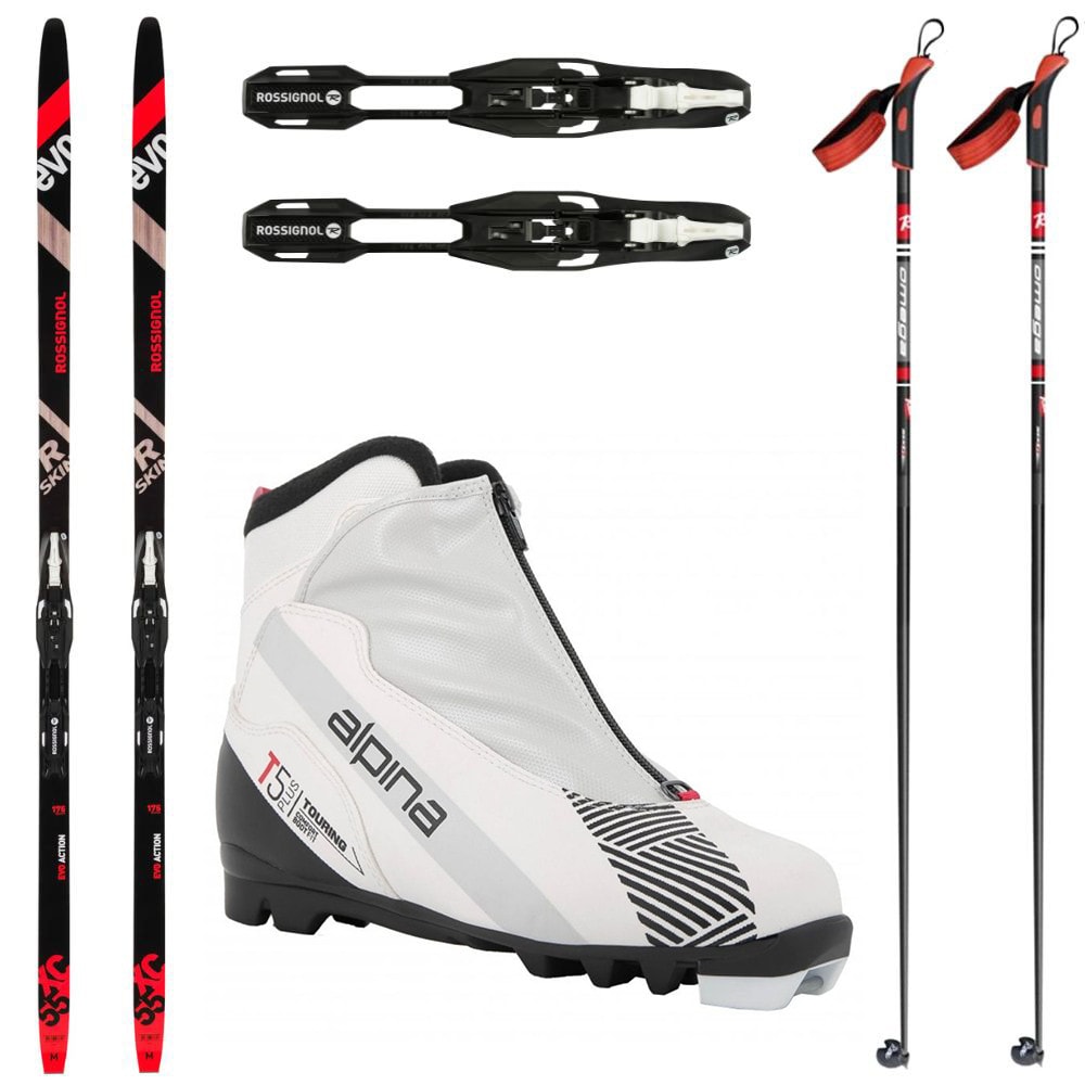 Bežkový set ROSSIGNOL Evo XC 55 R-Skin s viazaním + topánky ALPINA T5 Plus Eve + palice - Dámske sety - 1