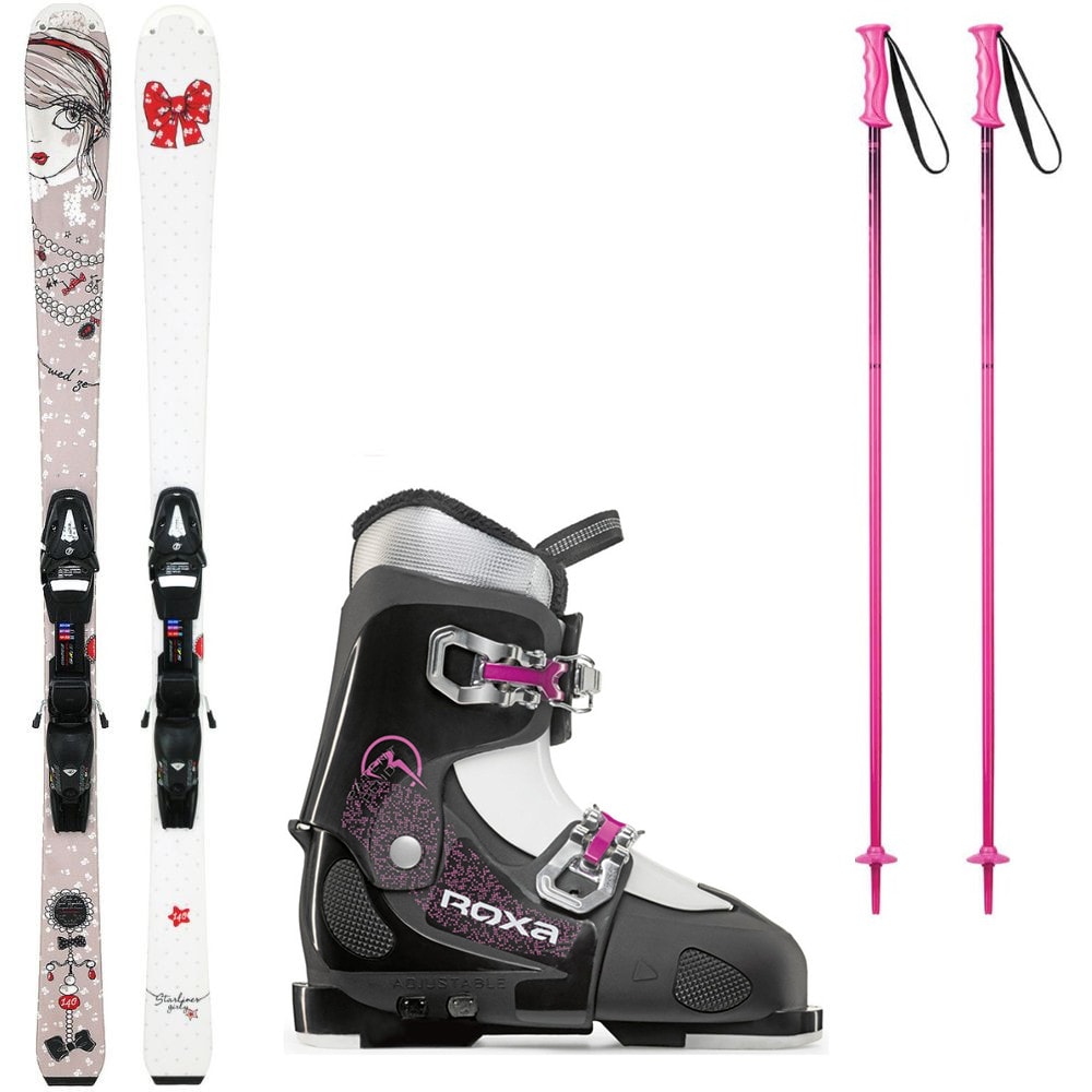 Lyžiarsky set WEDZE Starliner Girly 140cm + lyžiarky + palice - Detské lyže - 1