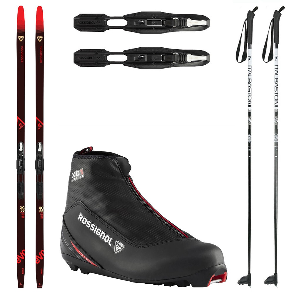 Bežkový set ROSSIGNOL Evo XC 55 R-Skin so stúpacím pásom + viazanie + obuv ROSSIGNOL XC-1 Ultra + palice - Bežkové sety so stúpacím pásom - 1