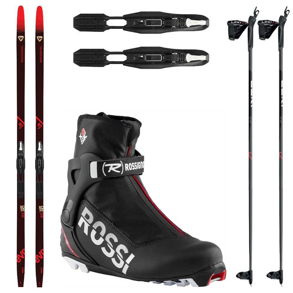 Bežkový set ROSSIGNOL Evo XC 55 R-Skin so stúpacím pásom + viazanie + obuv ROSSIGNOL X-6 SC + palice - Bežkové sety so stúpacím pásom - 1