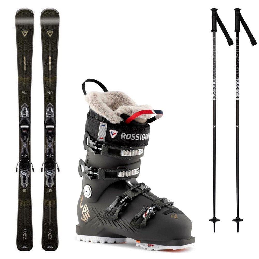 Lyžiarsky set ROSSIGNOL Nova 6 Xpress s viazaním + lyžiarky ROSSIGNOL Pure Heat GW + palice - Dámske lyže - 1