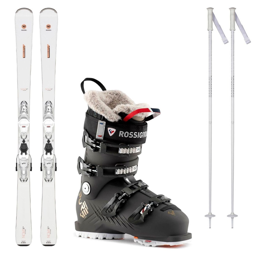 Lyžiarsky set ROSSIGNOL Nova 8 Ca s viazaním + lyžiarky ROSSIGNOL Pure Heat GW + palice - Dámske lyže - 1
