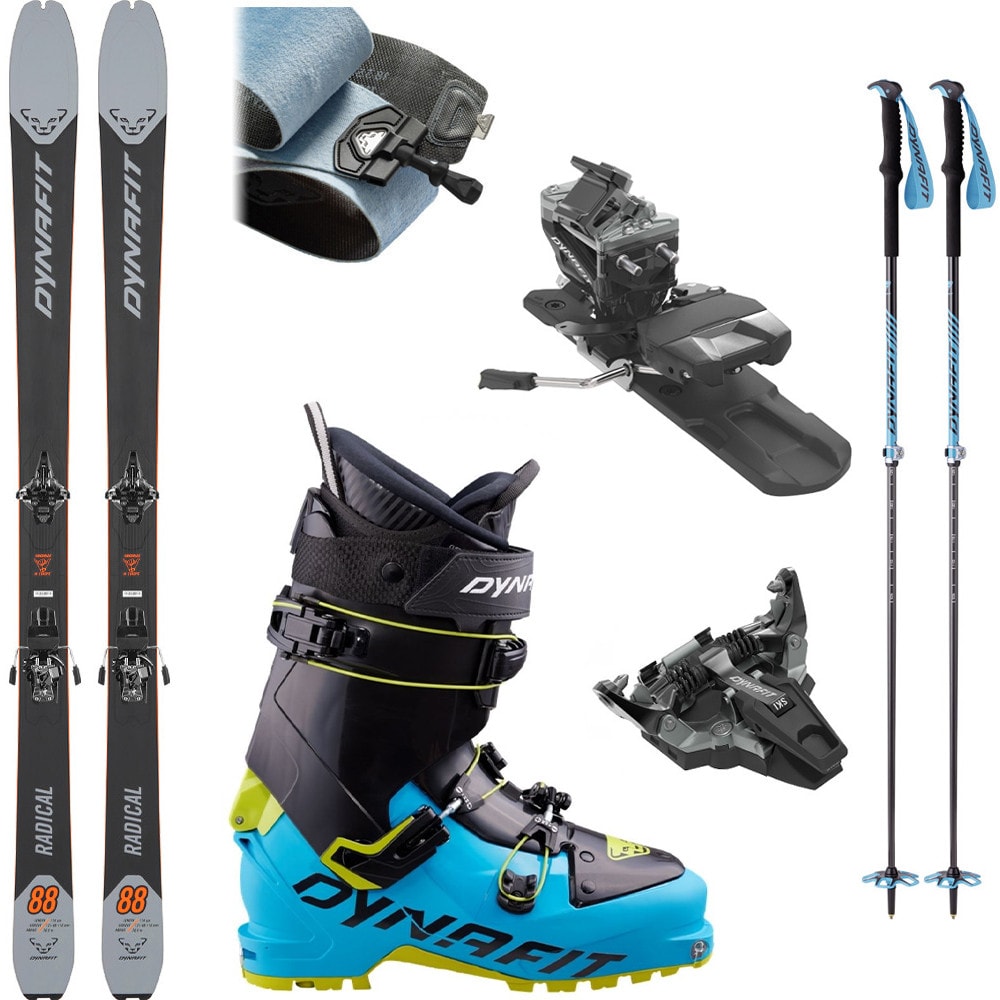 Skialpový set DYNAFIT Radical 88 Moon s viazaním Radical a pásmi + lyžiarky Dynafit Seven Summits + palice - Skialp sety -Unisex - 1