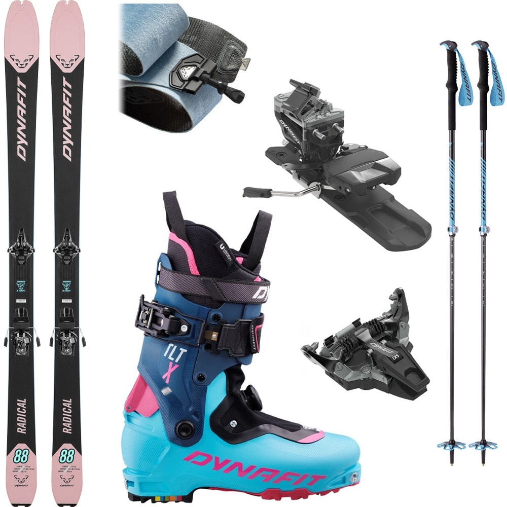 Skialpový set DYNAFIT Radical 88 W Mokarosa s viazaním Radical a pásmi + lyžiarky Dynafit TLT X W + palice - Skialp sety -Dámske - 1