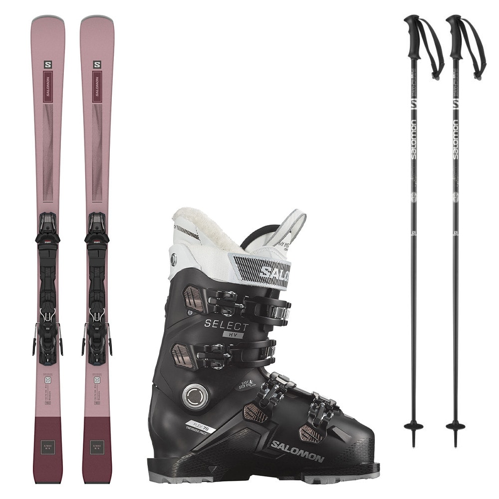 Lyžiarsky set SALOMON E S/Max N°6 s viazaním + lyžiarky Salomon Select + palice - Dámske lyže - 1