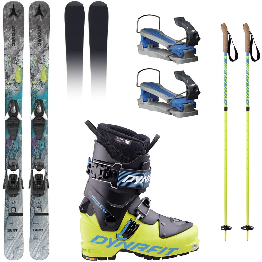 Skialpový set ATOMIC Bent JR 120-130 cm so stúpacím pásom + adaptér na šľapanie StartUp + lyžiarky Dynafit + palice - Skialp sety -Detské - 1