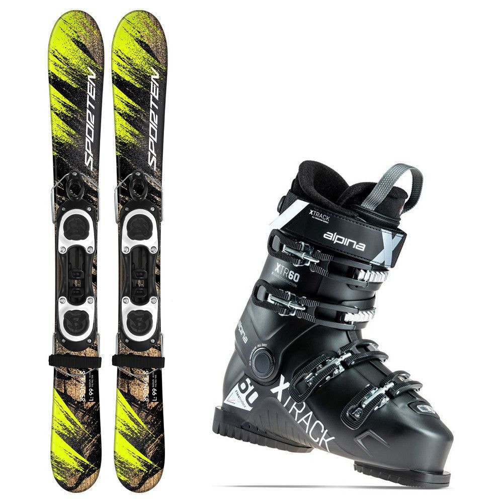 Lyžiasky set SPORTEN Stringer Black/Green + lyžiarky Alpina - Krátke lyže - 1