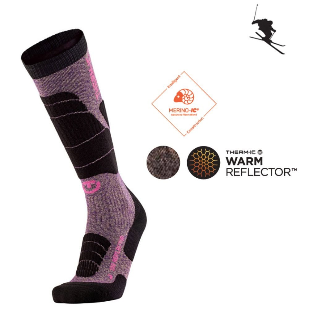 Merino podkolienky THERM-IC Ski Merino Reflector Purple/Gold - Podkolienky - 4