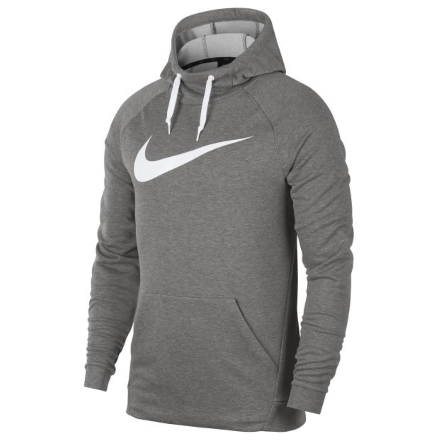 NIKE PO Swoosh Dk Grey Heather/White - Mikiny s kapucňou - 1