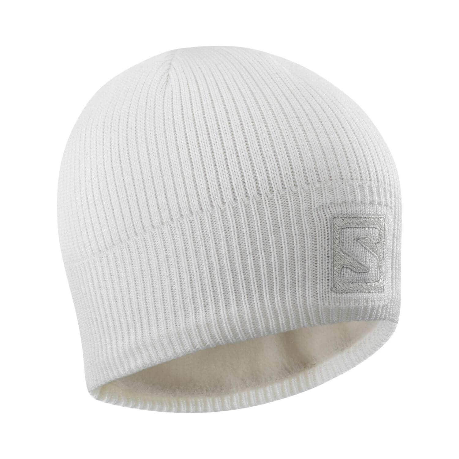 SALOMON Logo Beanie White/Lunar Rock - Čiapky - 1