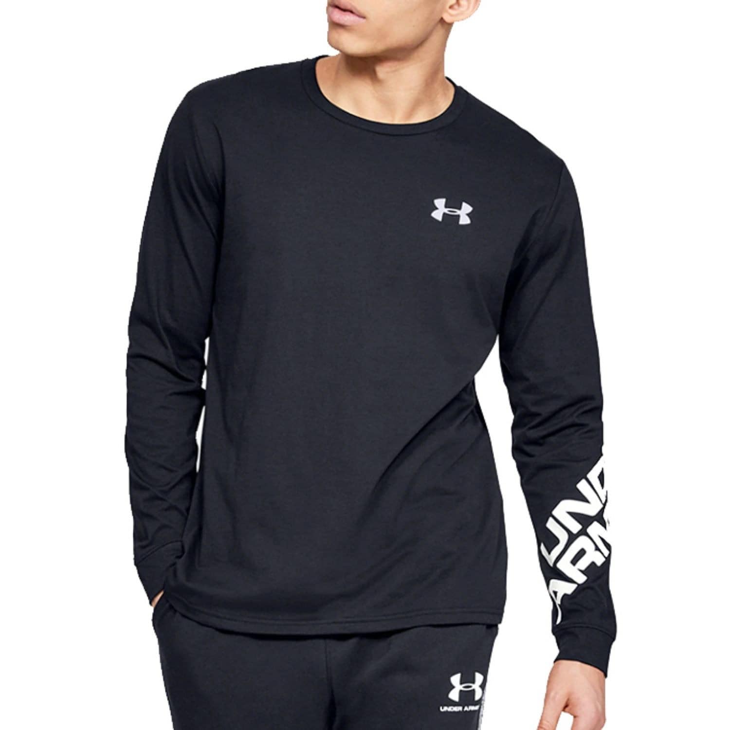 Tričko UNDER ARMOUR Wordmark Sleeve LS Black - OBLEČENIE - 1