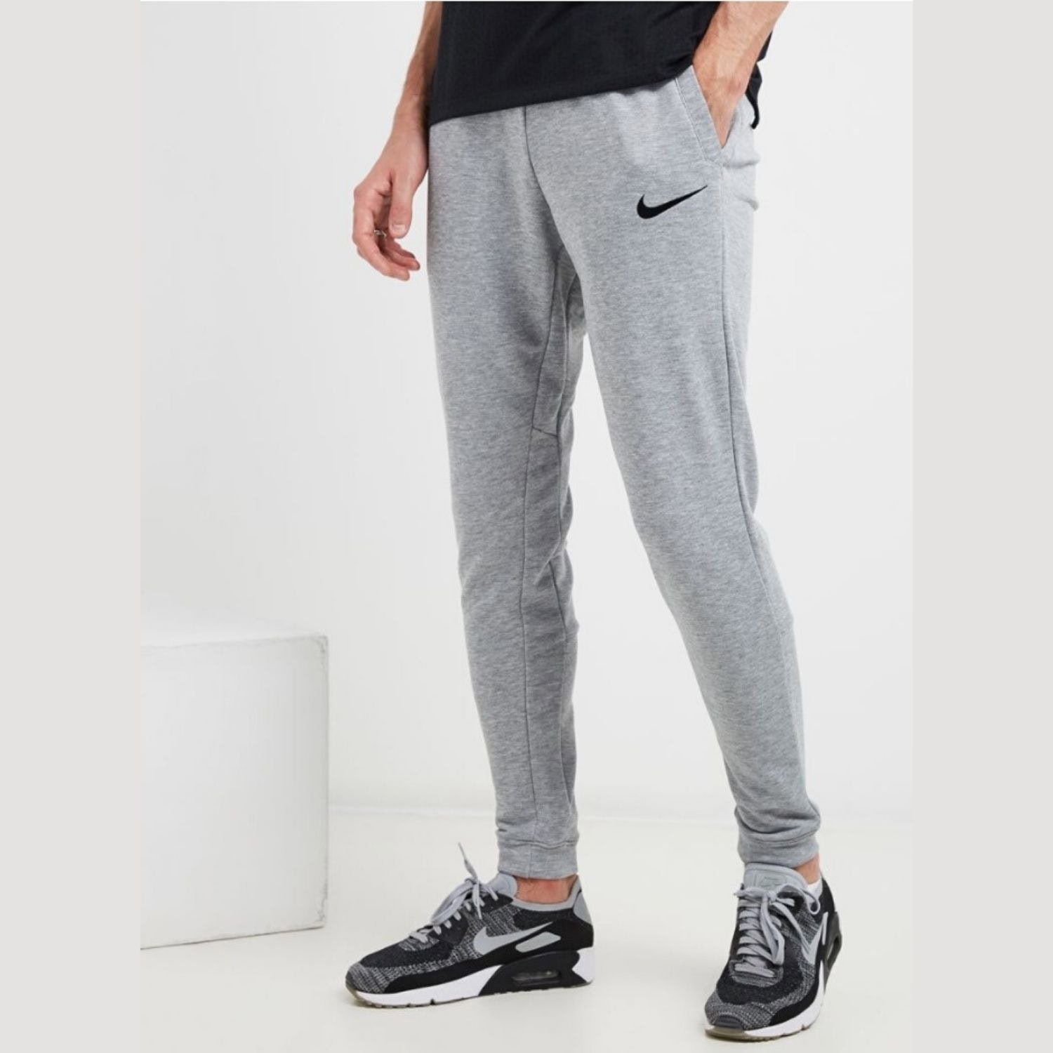 Tepláky NIKE M NK Dry Pant Taper Fleece Grey/Black - Tepláky - 1