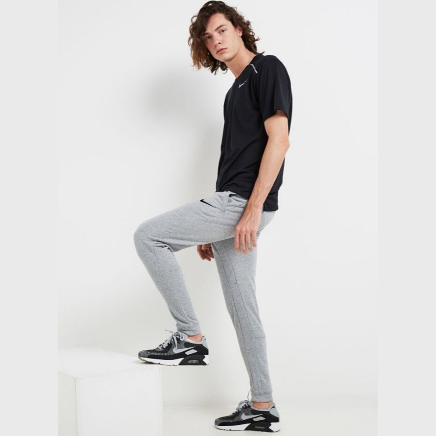 Tepláky NIKE M NK Dry Pant Taper Fleece Grey/Black - Tepláky - 3