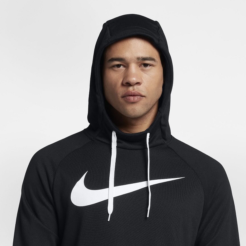 Mikina NIKE PO Swoosh Dk Black/White - Mikiny s kapucňou - 2