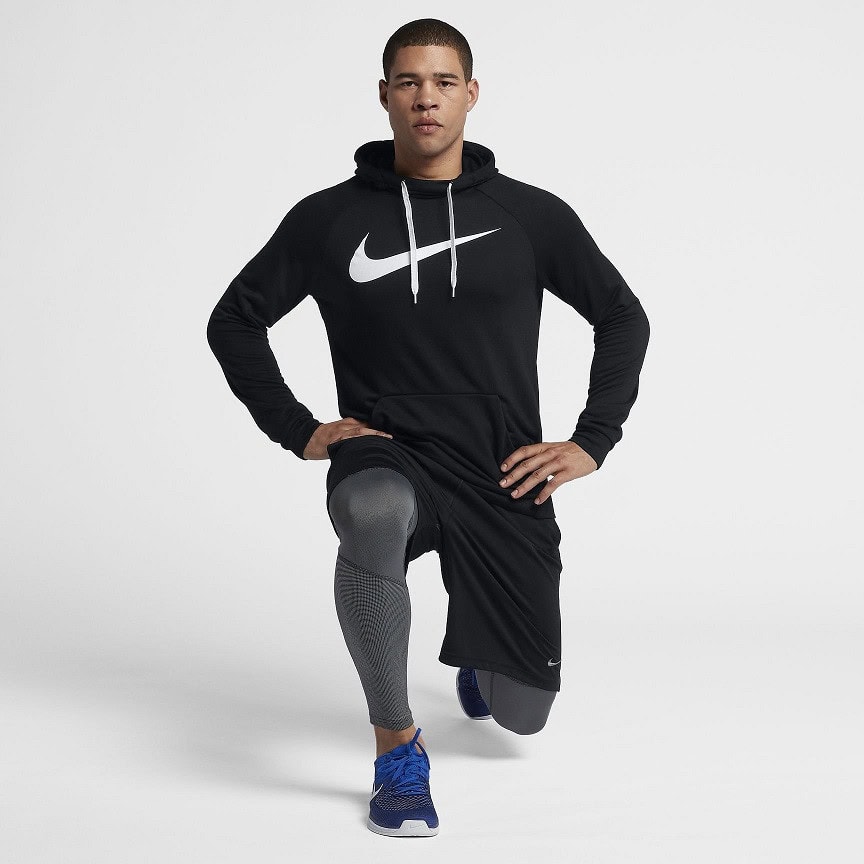 Mikina NIKE PO Swoosh Dk Black/White - Mikiny s kapucňou - 3