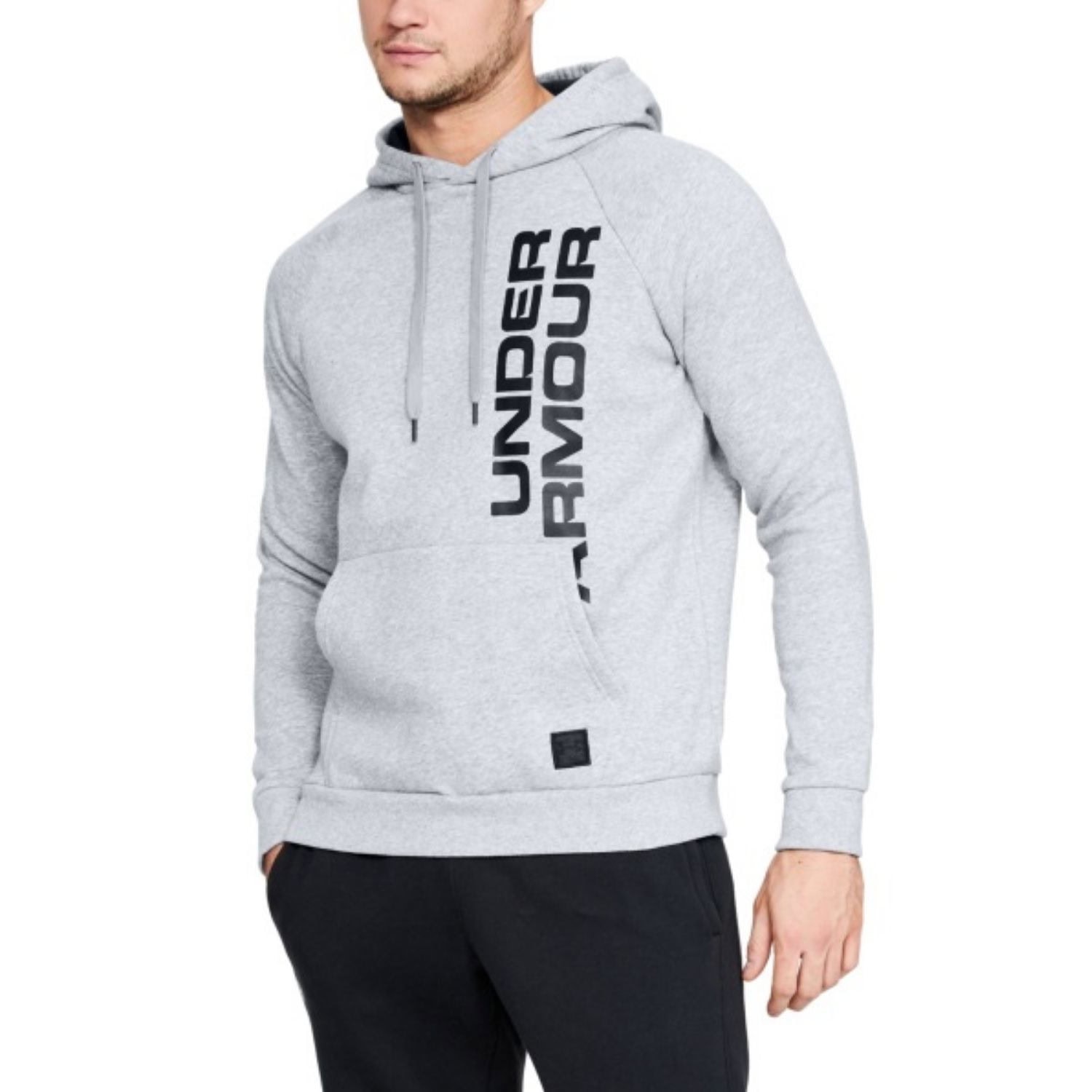 Mikina UNDER ARMOUR Rival Fleece Script Grey - Mikiny s kapucňou - 1