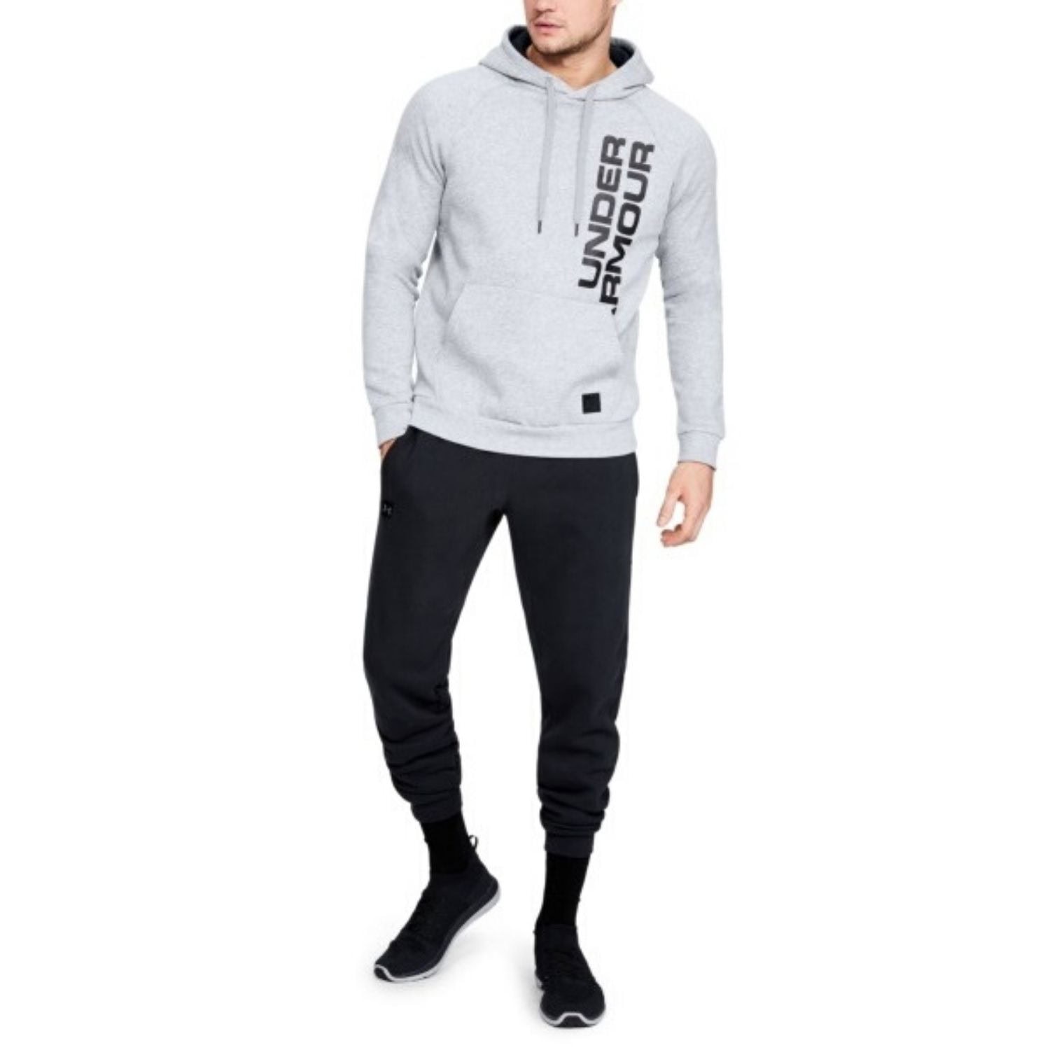 Mikina UNDER ARMOUR Rival Fleece Script Grey - Mikiny s kapucňou - 3