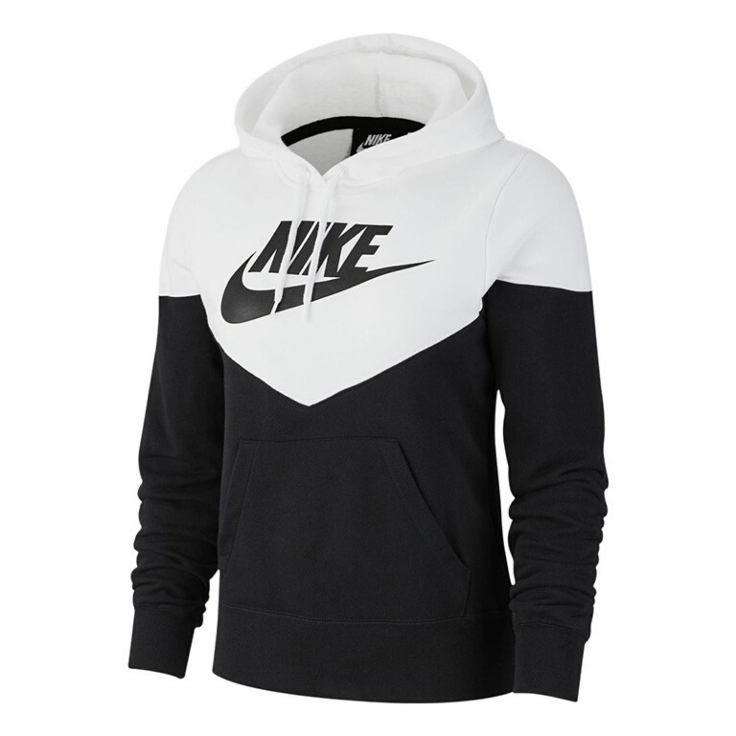 Mikina NIKE Sportswear Heritage Fleece Black/White - Mikiny s kapucňou - 4