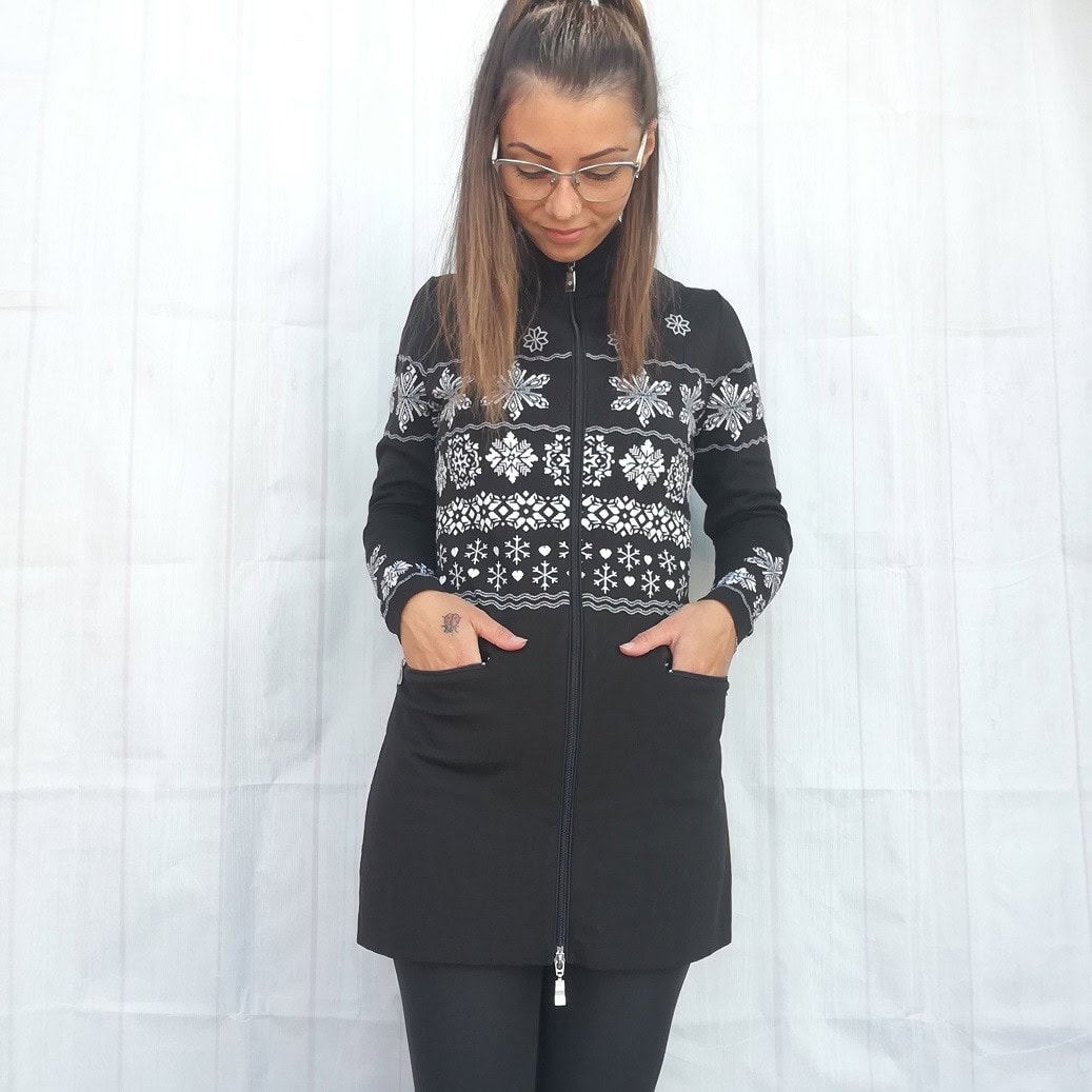 Predĺžená mikina NEWLAND Lady Tunic Full Zip Black - Mikiny bez kapucne - 2