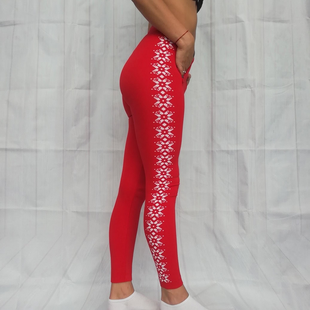 Zimné legíny NEWLAND Lady Leggings Red/White - Legíny - 1