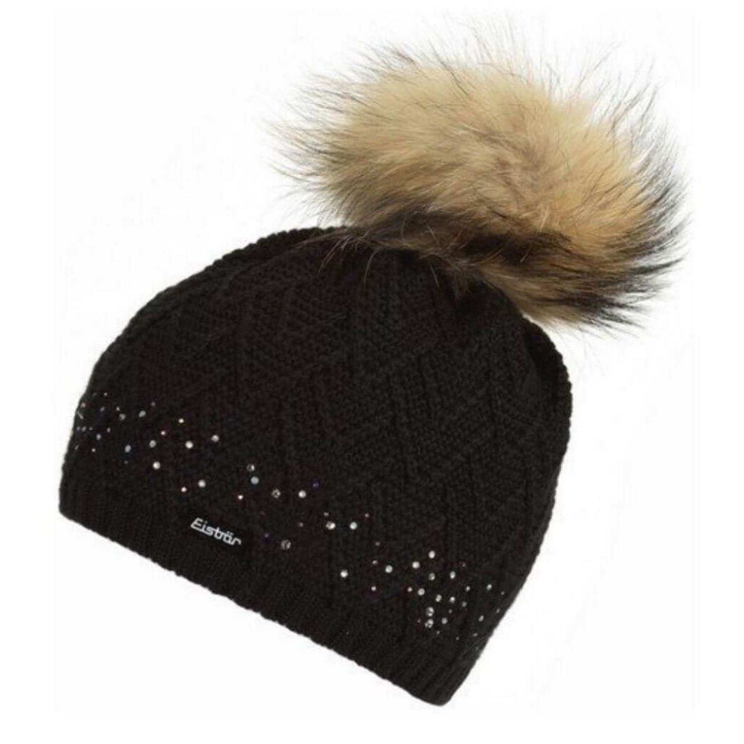Čiapka EISBÄR Isabella Fur Crystal Mü Black s brmbolcom z pravej kožušiny - Čiapky - 2