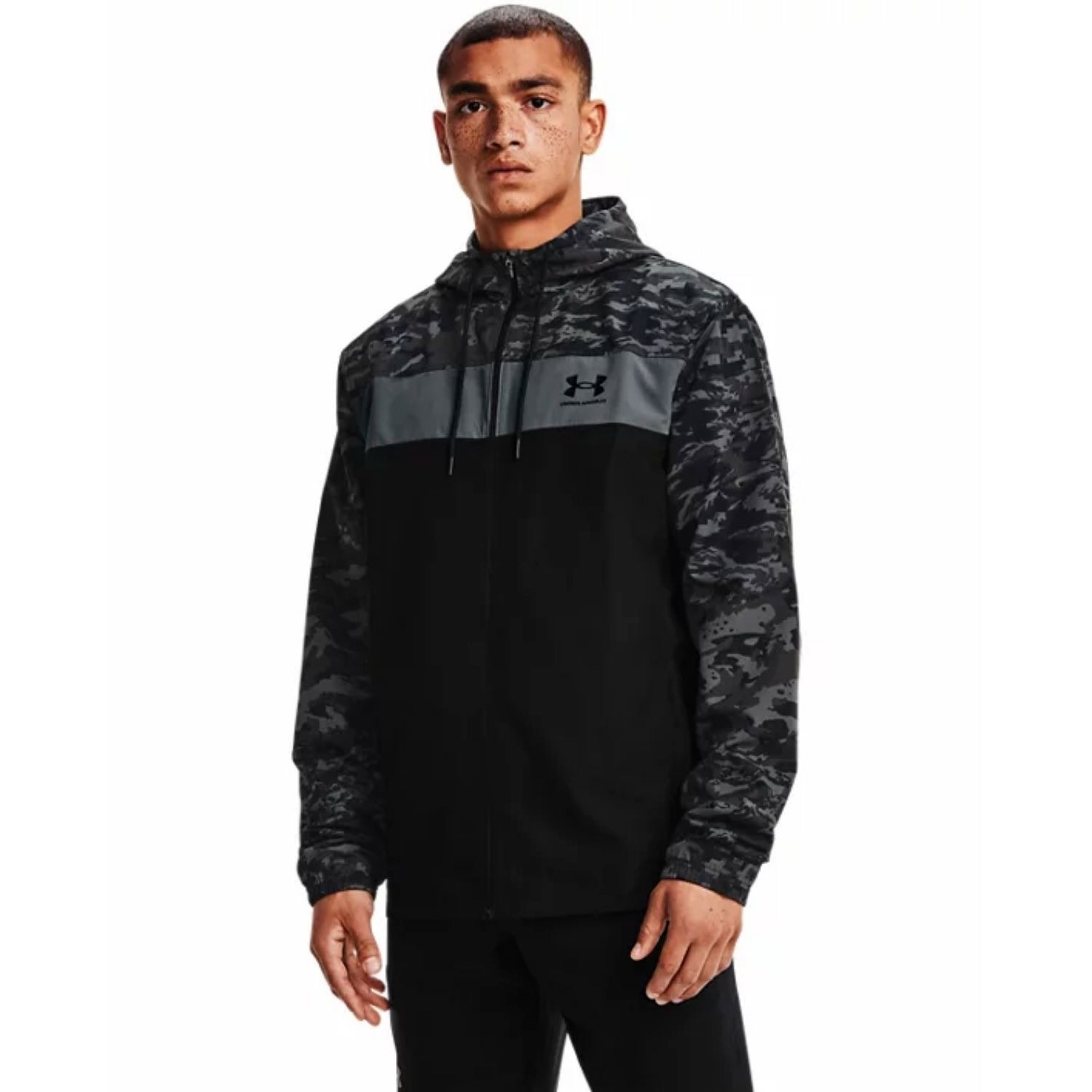 Bunda UNDER ARMOUR  UA Sportstyle Camo Windbreaker Black - Bundy & Vesty - 1