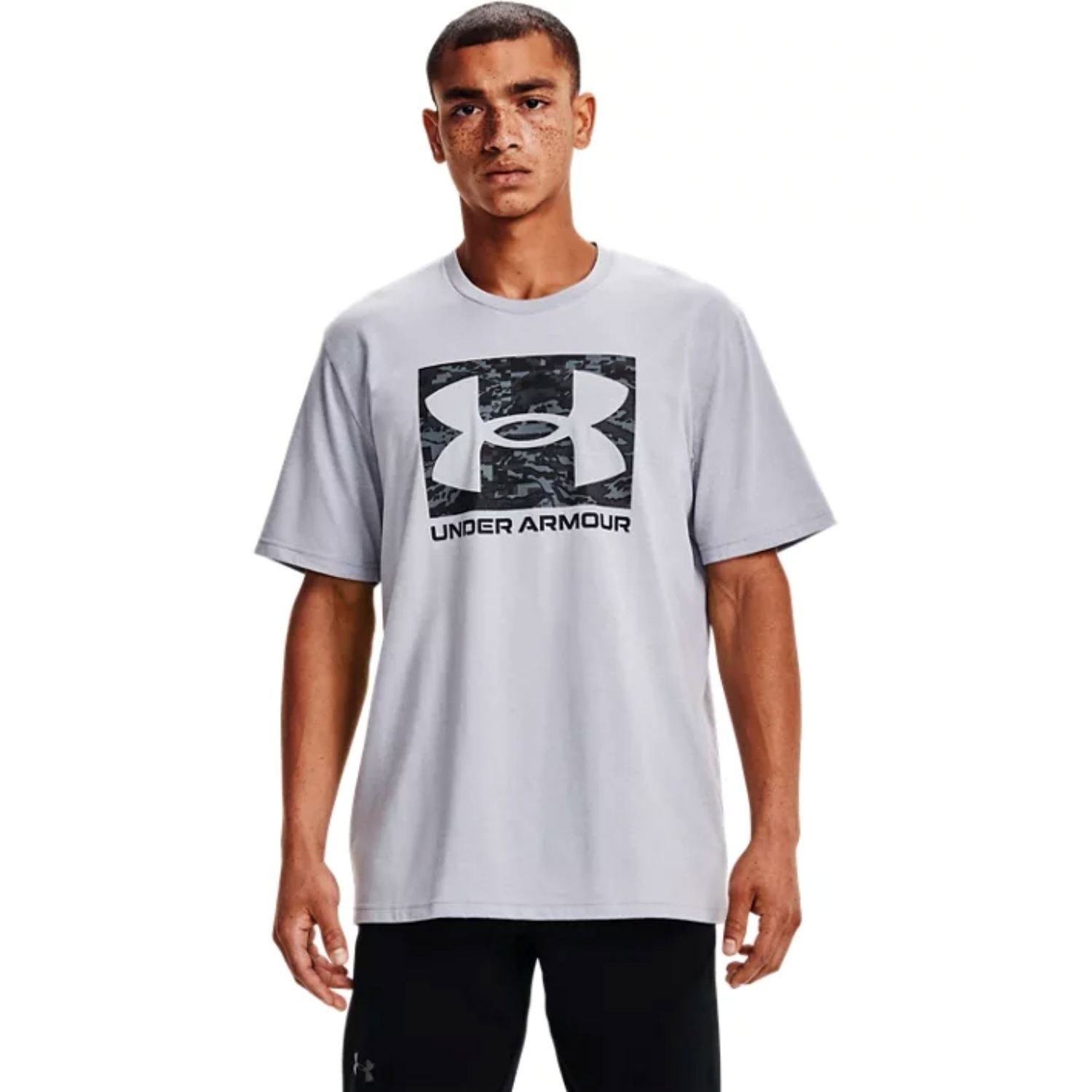 Tričko UNDER ARMOUR ABC Camo Boxed Logo SS Grey - OBLEČENIE - 1