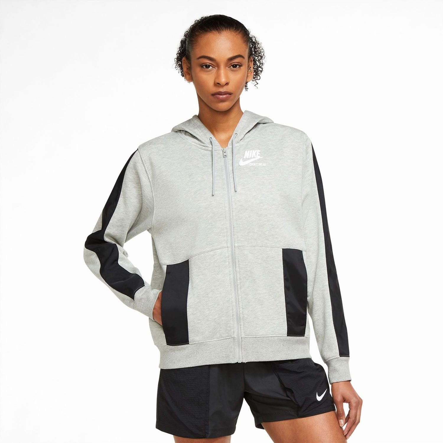 Mikina NIKE Sportswear Heritage Wom Grey - Mikiny s kapucňou - 1