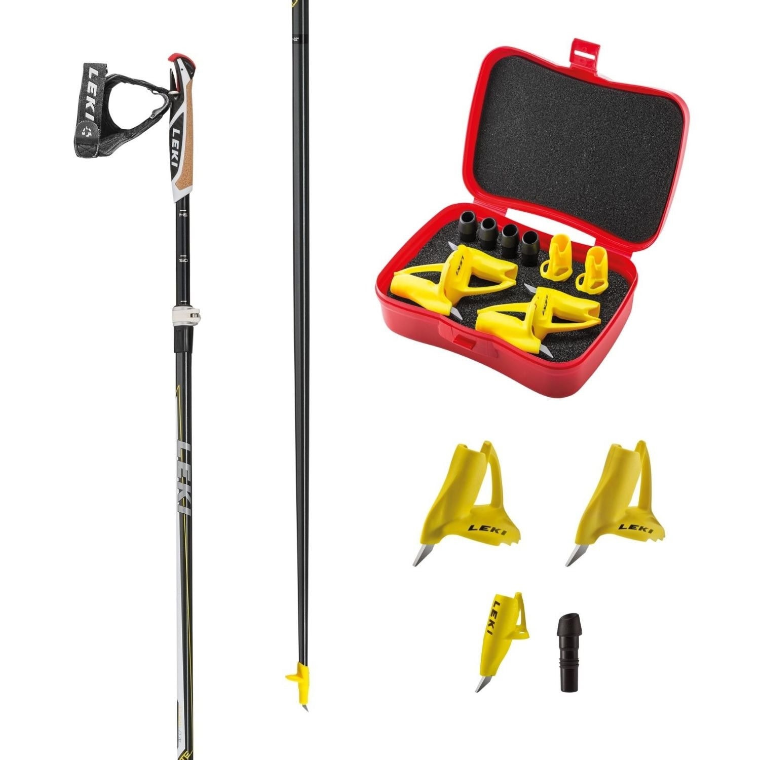 Nastaviteľné palice LEKI Alu Vario CC 145 - 165 cm + set tanierikov a hrotov LEKI Fin Vario - Trekingové palice - 1