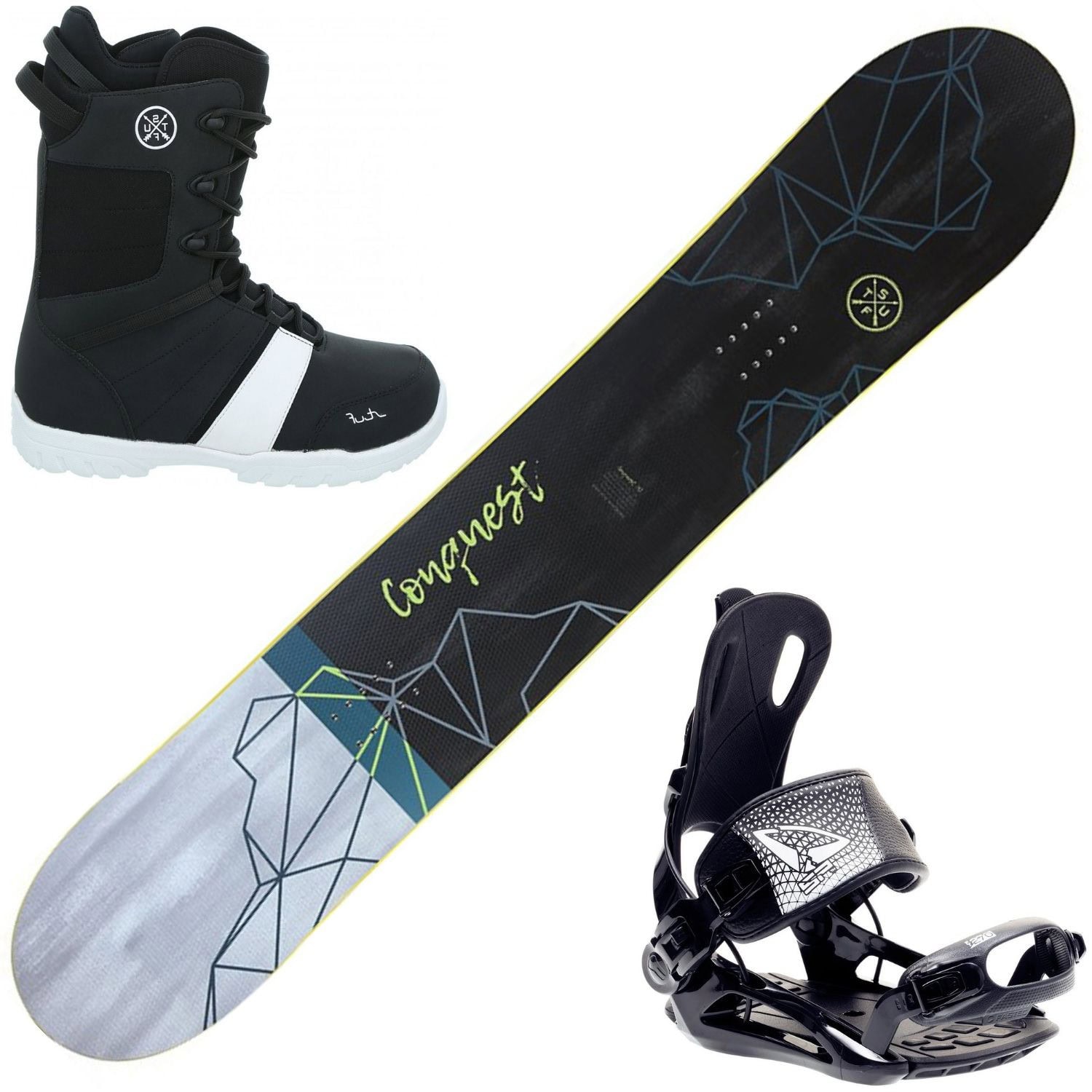 Snowboardový set STUF Conquest Rocker s viazaním SP Fastec + topánky - Pánske sety - 1