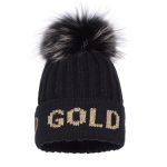 Čiapka GOLDBERGH Hodd Real Raccoon Fur Black/Gold