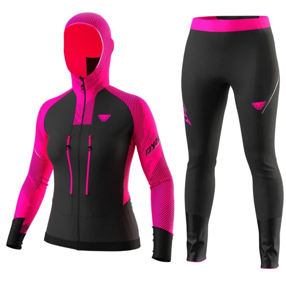 Komplet DYNAFIT Mezzalama Race Jacket W Pink Glo & Mezzalama Race Pants W Black - SETY - Skialpové oblečenie - 1