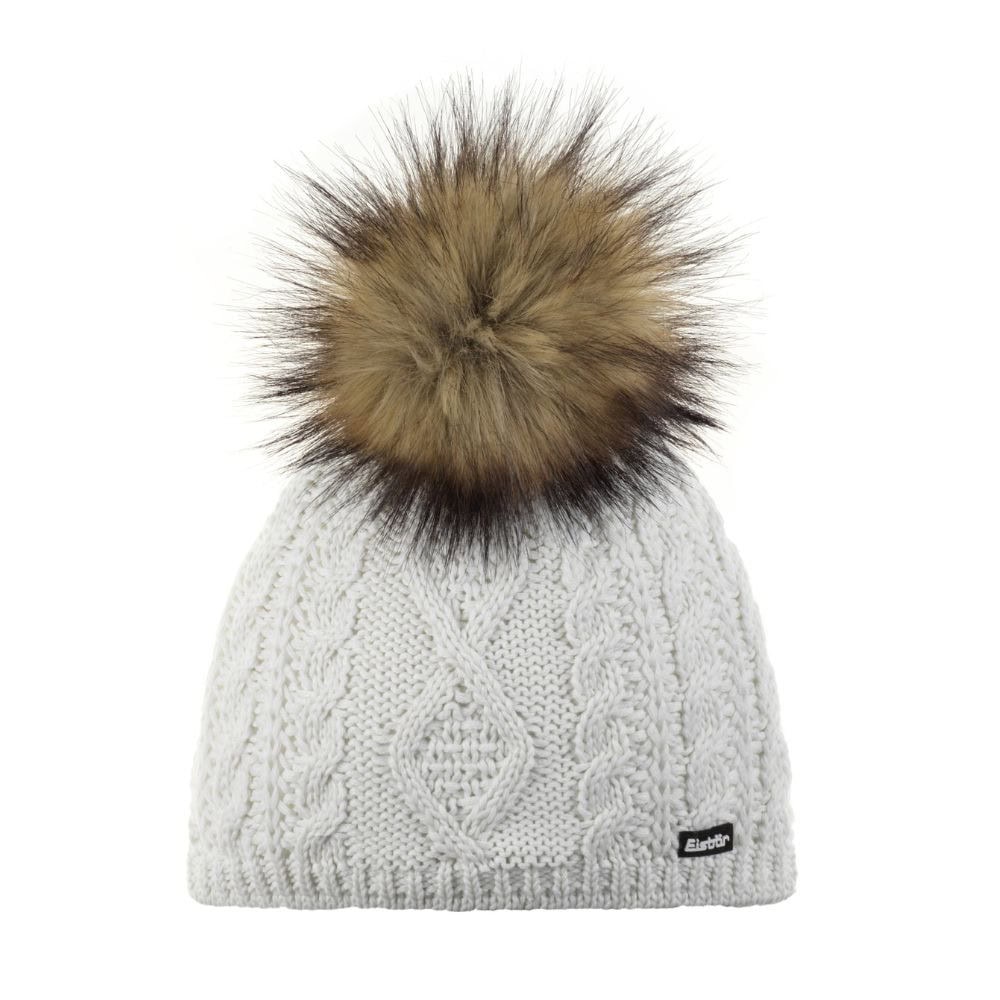 Zimná čiapka EISBÄR Nelia Lux MÜ s brmbolcom z pravej kožušiny  White / Real - Čiapky - 2