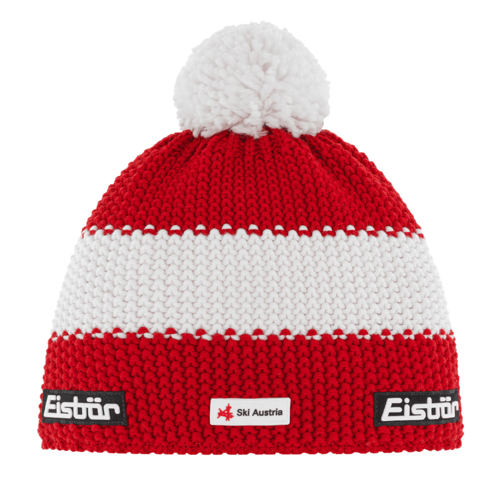 Zimná čiapka EISBÄR Star Pompon Mü SKA/ Červeno-biela - Čiapky - 1